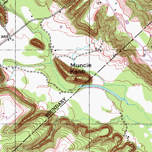 Topographic Map of Muncie Knob, KY