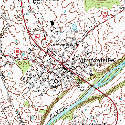 Topographic Map of Munfordville, KY