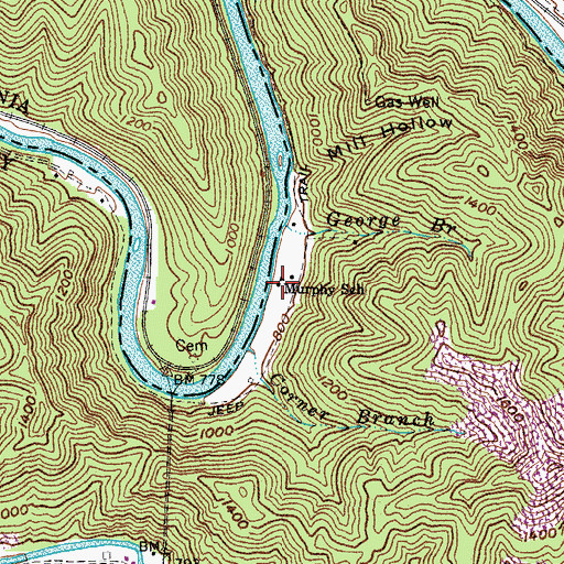 Topographic Map of Murphy School, KY