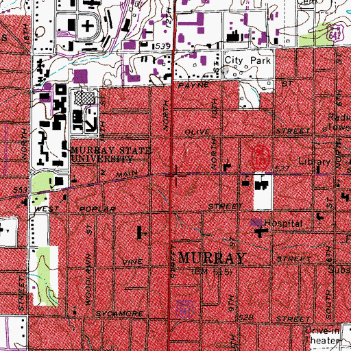 Topographic Map of Murray, KY
