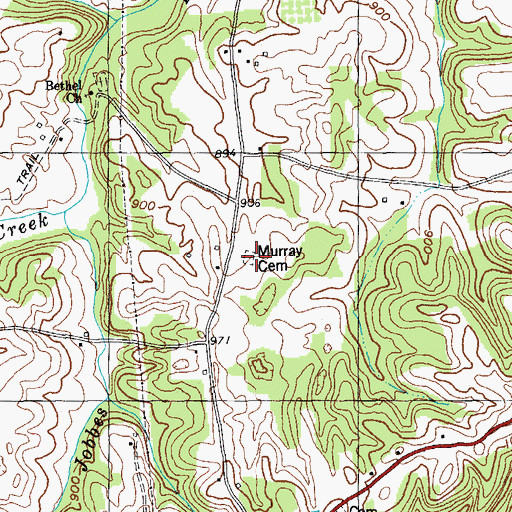 Topographic Map of Murray Cemetery, KY