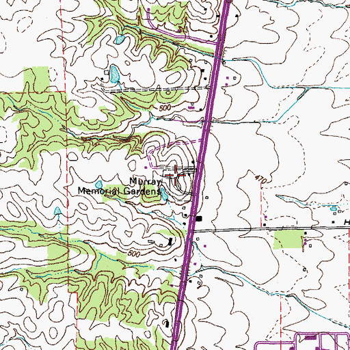 Topographic Map of Murray Memorial Gardens, KY