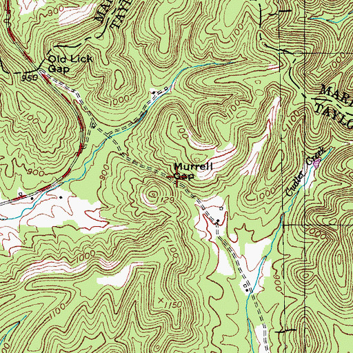 Topographic Map of Murrell Gap, KY