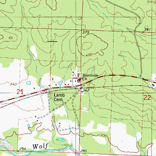 Topographic Map of Harrison Church, AR