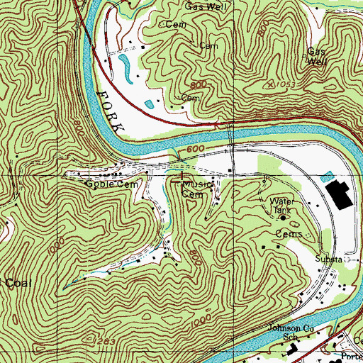 Topographic Map of Music Cemetery, KY