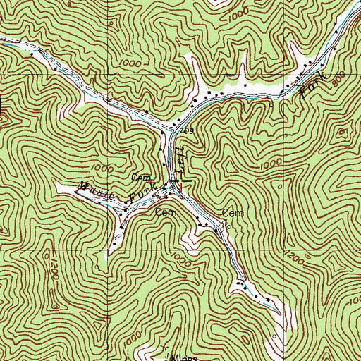 Topographic Map of Music Fork, KY