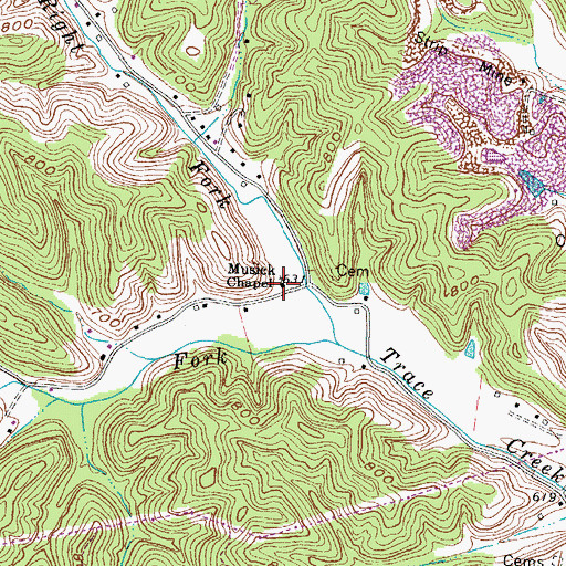 Topographic Map of Musick Chapel, KY