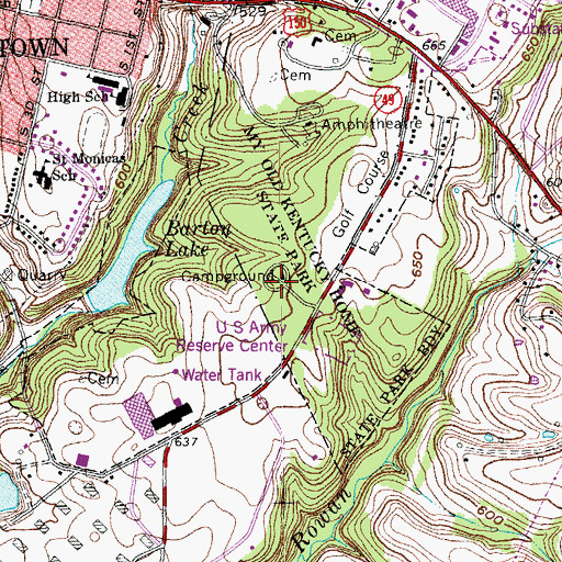 Topographic Map of My Old Kentucky Home State Park, KY