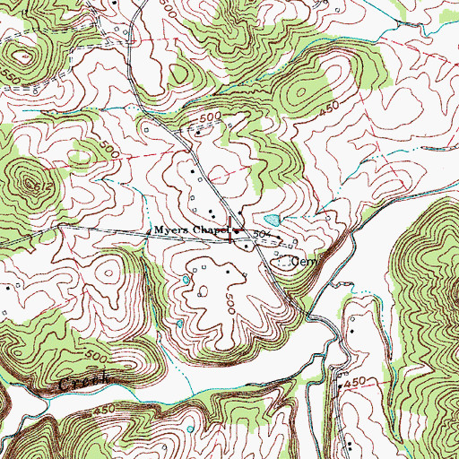 Topographic Map of Myers Chapel, KY
