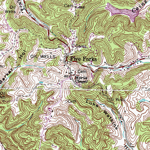 Topographic Map of Myrtle Chapel, KY