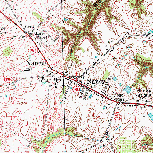 Topographic Map of Nancy, KY