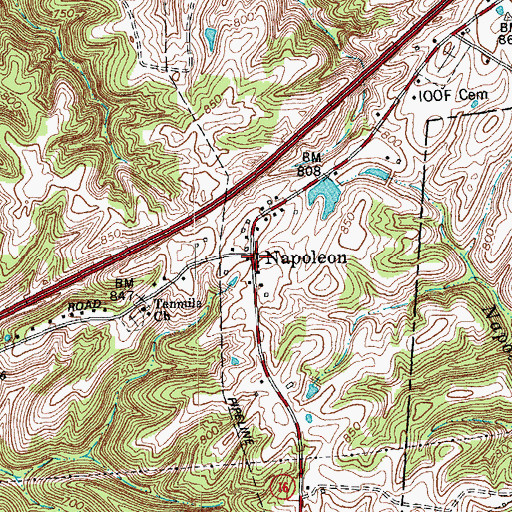 Topographic Map of Napoleon, KY