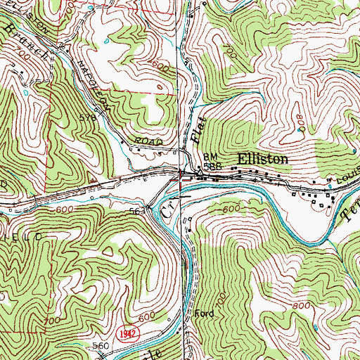 Topographic Map of Napoleon Branch, KY