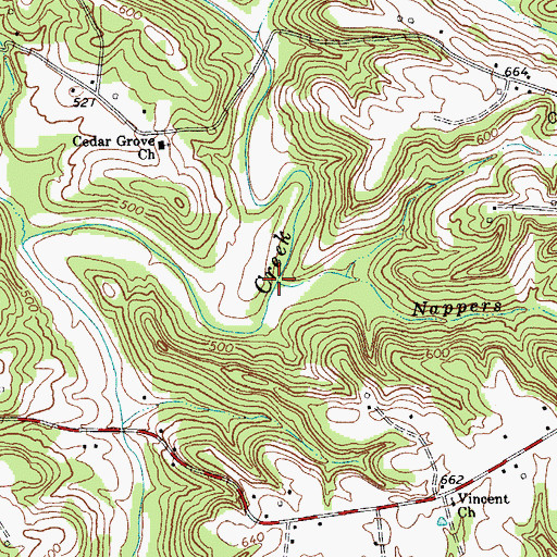 Topographic Map of Nappers Branch, KY