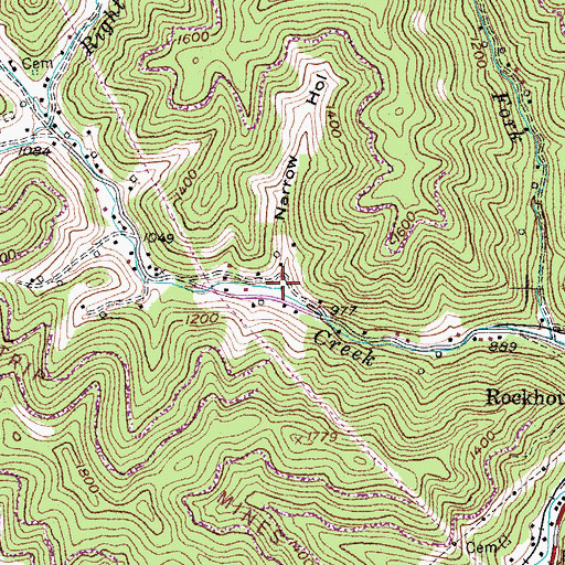 Topographic Map of Narrow Hollow, KY