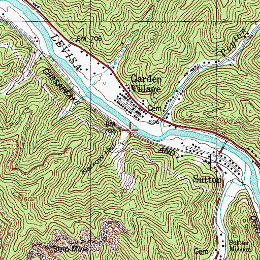 Topographic Map of Narrow Hollow, KY