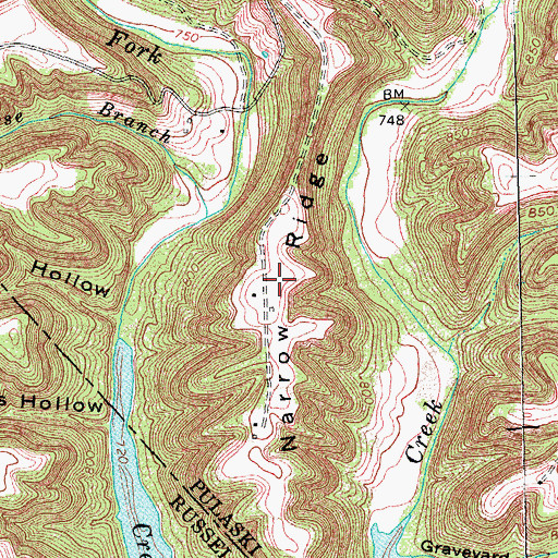 Topographic Map of Narrow Ridge, KY