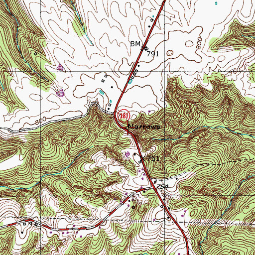 Topographic Map of Narrows, KY