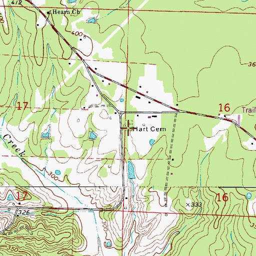 Topographic Map of Hart Cemetery, AR