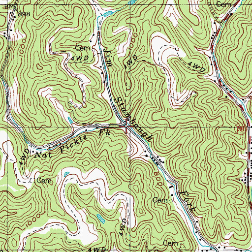 Topographic Map of Nat Pickle Fork, KY