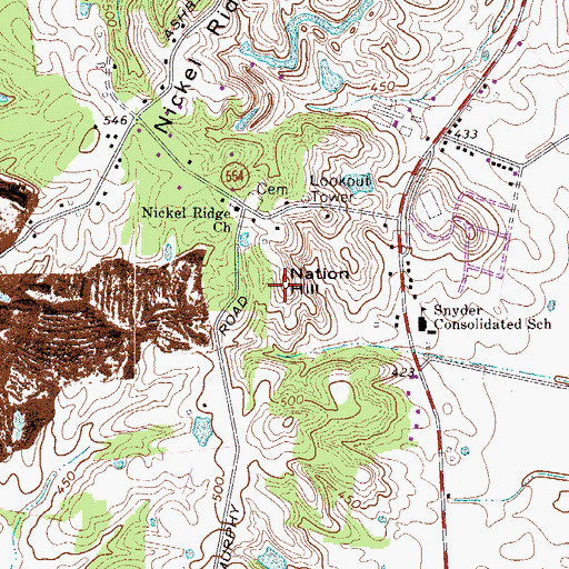Topographic Map of Nation Hill, KY