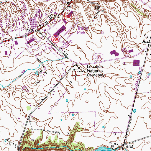 Topographic Map of Lebanon National Cemetery, KY