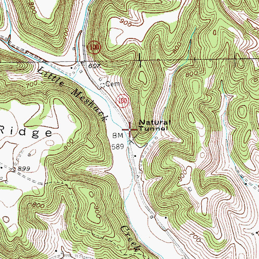 Topographic Map of Natural Tunnel, KY