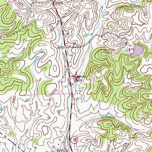 Topographic Map of Naylor Cemetery, KY