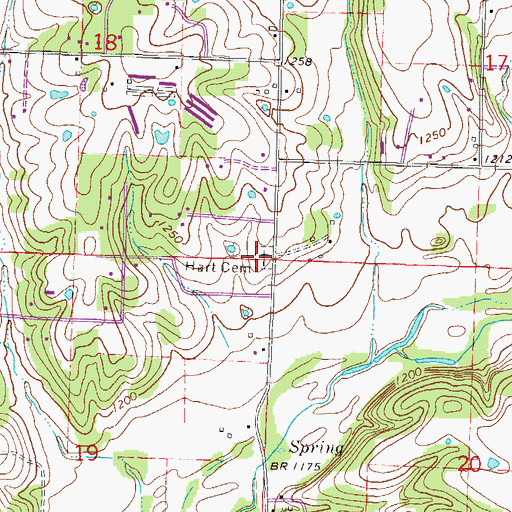 Topographic Map of Hart Cemetery, AR