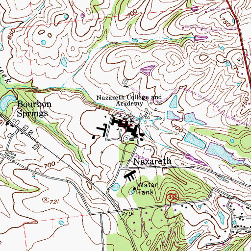Topographic Map of Nazareth College and Academy, KY