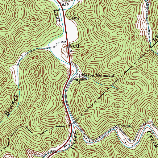 Topographic Map of Neace Memorial Church, KY