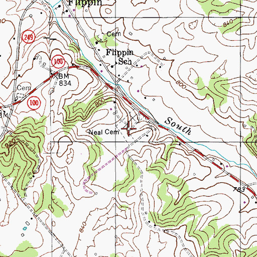 Topographic Map of Neal Cemetery, KY