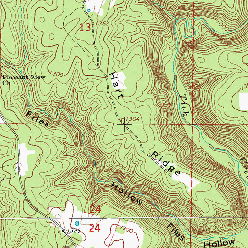 Topographic Map of Hart Ridge, AR