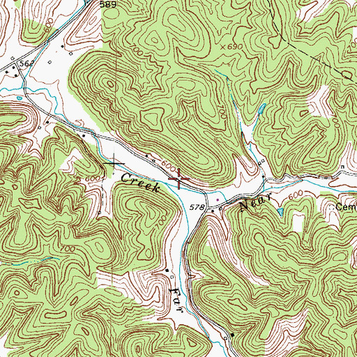 Topographic Map of Near Fork Sandsuck Creek, KY