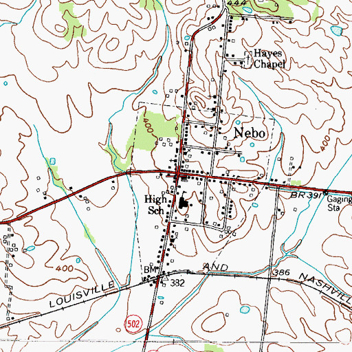Topographic Map of Nebo, KY