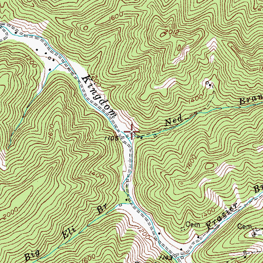 Topographic Map of Ned Branch, KY