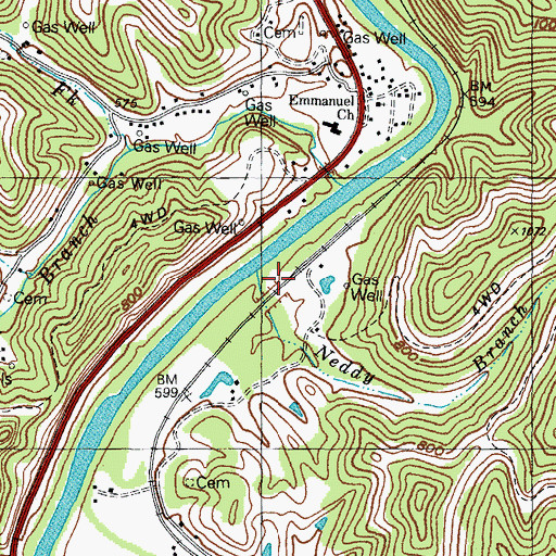 Topographic Map of Neddy Branch, KY