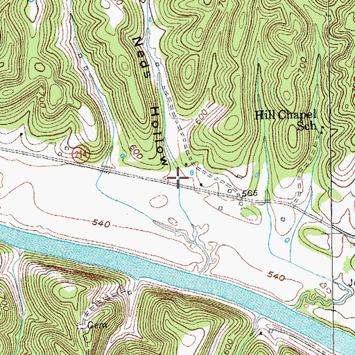 Topographic Map of Neds Hollow, KY
