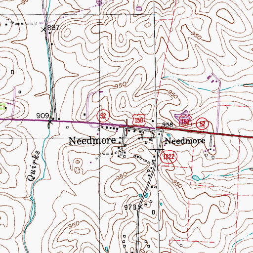 Topographic Map of Needmore, KY
