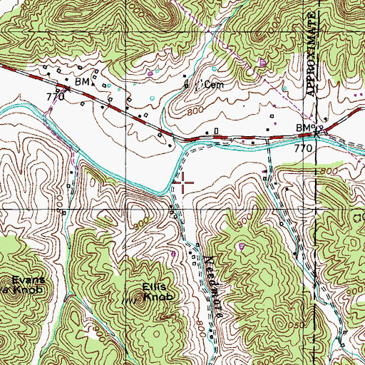 Topographic Map of Needmore Branch, KY