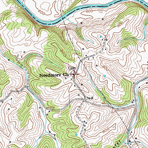 Topographic Map of Needmore Church, KY