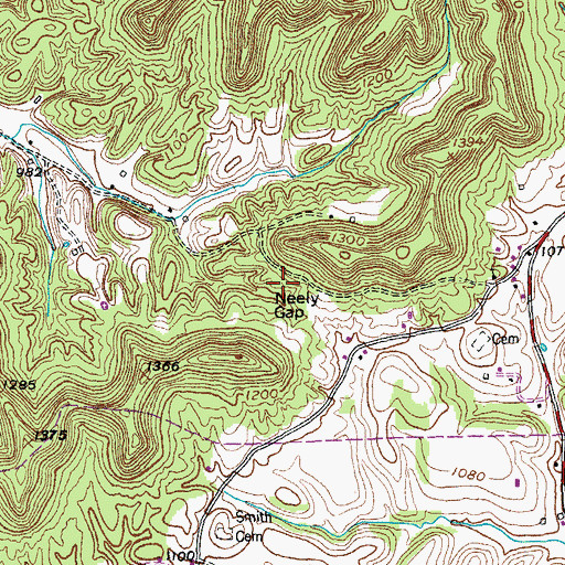 Topographic Map of Neely Gap, KY