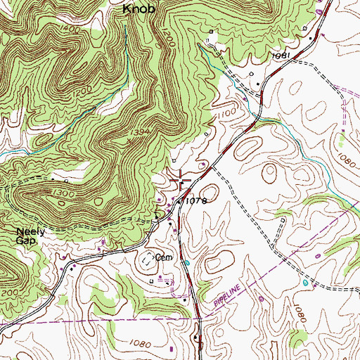 Topographic Map of Neely Gap School, KY