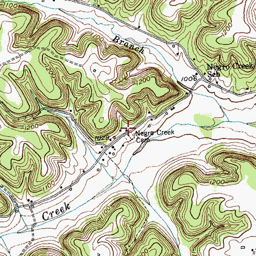 Topographic Map of Negro Creek Cemetery, KY