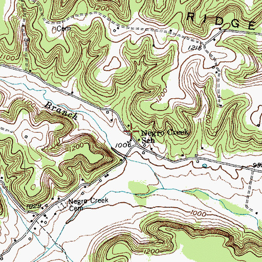 Topographic Map of Negro Creek School, KY