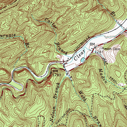 Topographic Map of Nelson Branch, KY