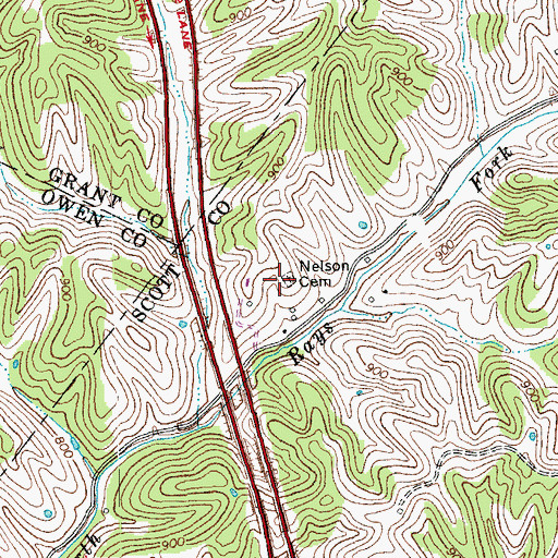 Topographic Map of Nelson Cemetery, KY