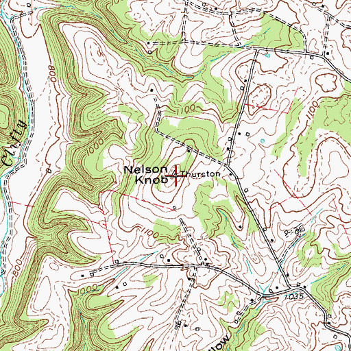 Topographic Map of Nelson Knob, KY