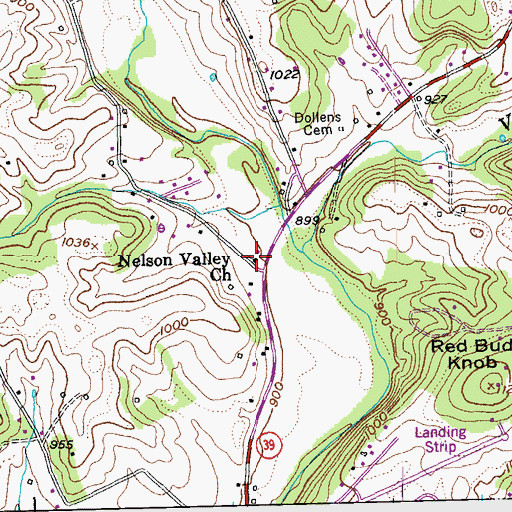 Topographic Map of Nelson Valley Church, KY