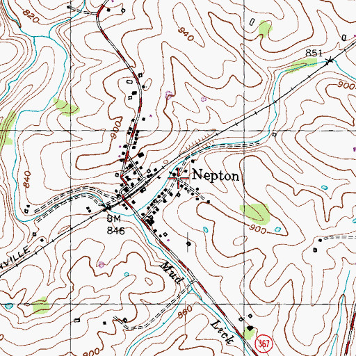 Topographic Map of Nepton, KY